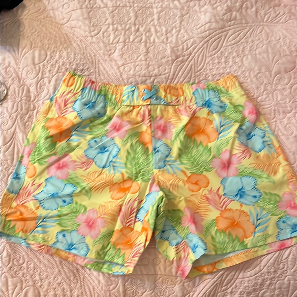 Ruffle Butts Yellow and Pink Athletic Shorts Vibrant Design